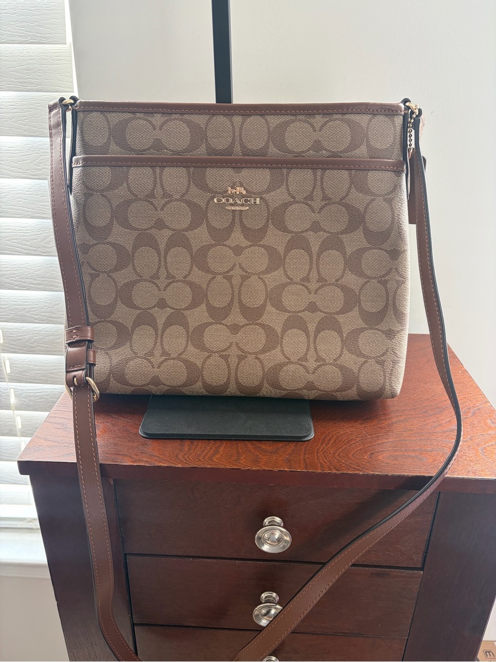 Coach Signature Zip File Crossbody Bag